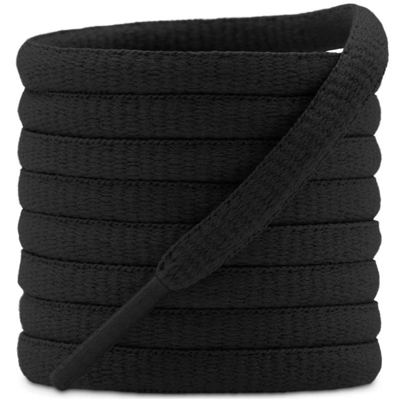 DELELE 2 Pair Oval Shoes laces Half Round 1/4" Athletic Shoelaces Shoe Strings Black-51 inch - Image 1
